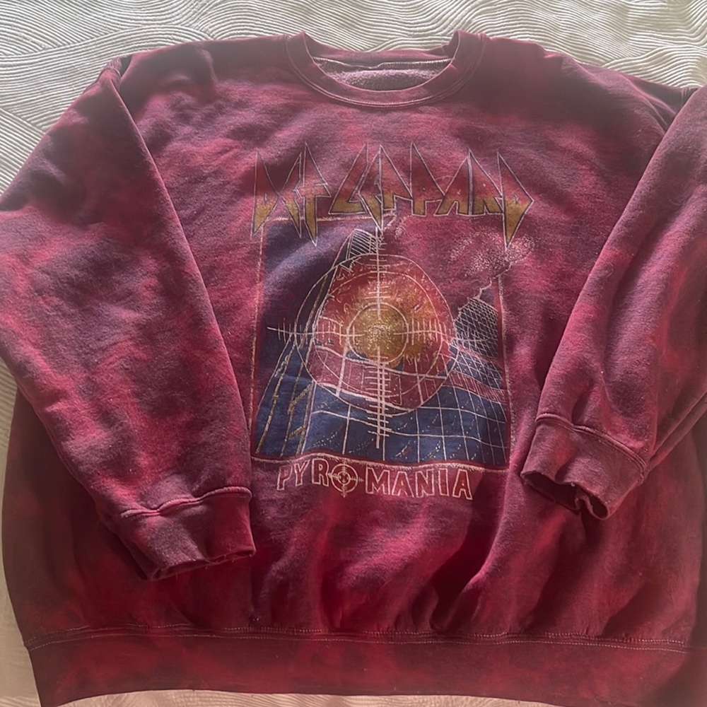 Def Leppard Pyromania Red/purple tie dye sweatshirt